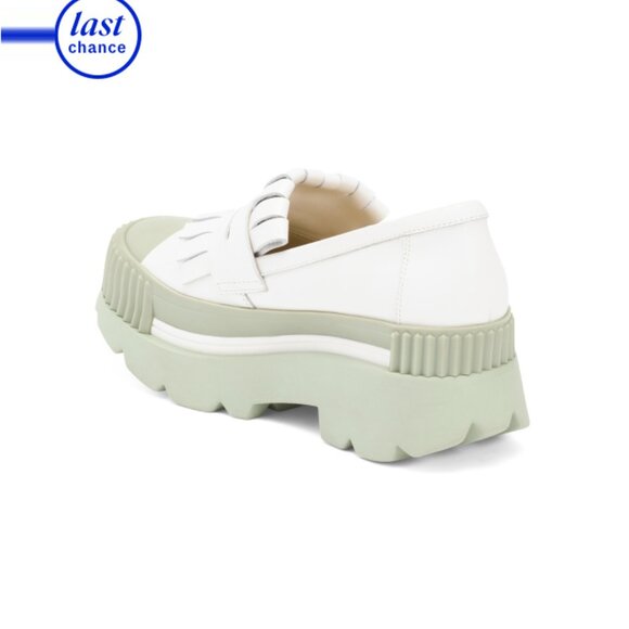 4CCCCEES White Leather Esker Fringe Loafers - Picture 2 of 2